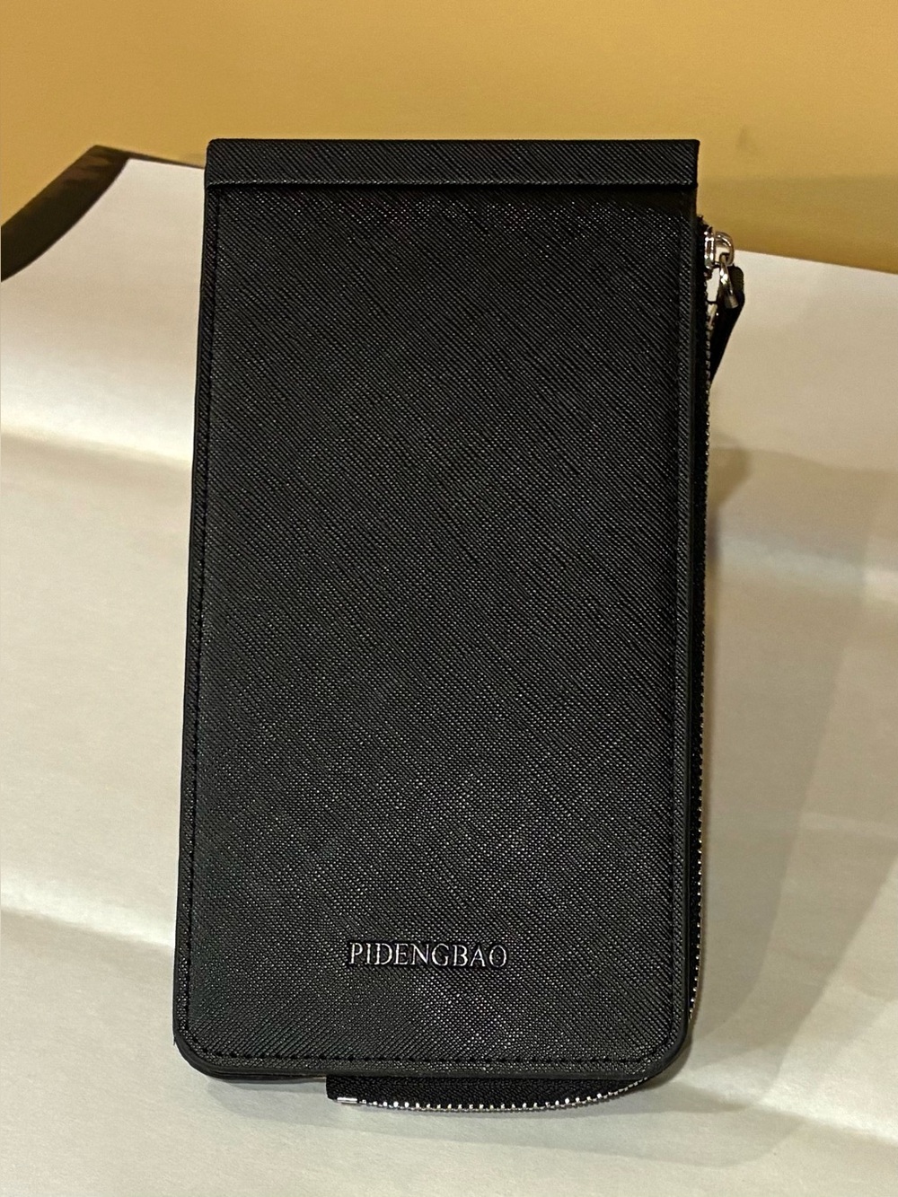 PIDENGBAO Wallet Fold With Snap Zip Pocket Card Slots Black
